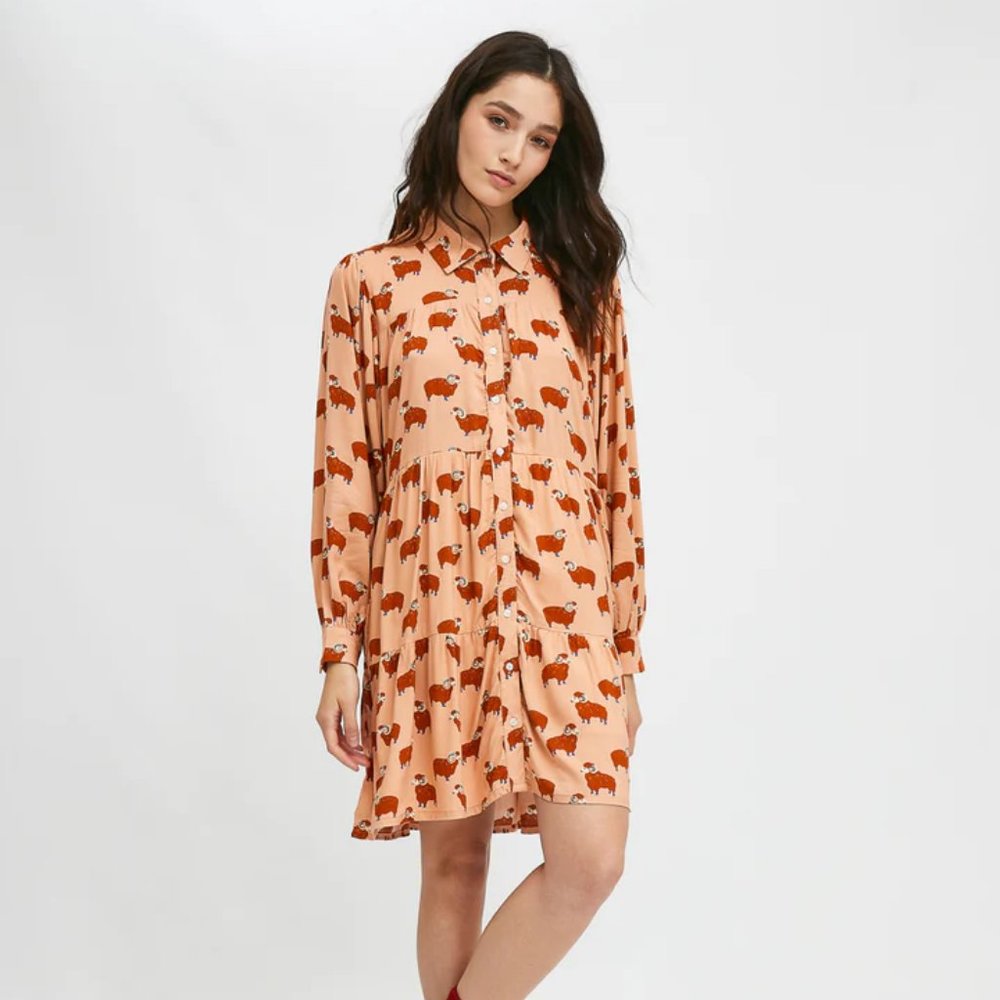 Rams Print Shirt Dress
